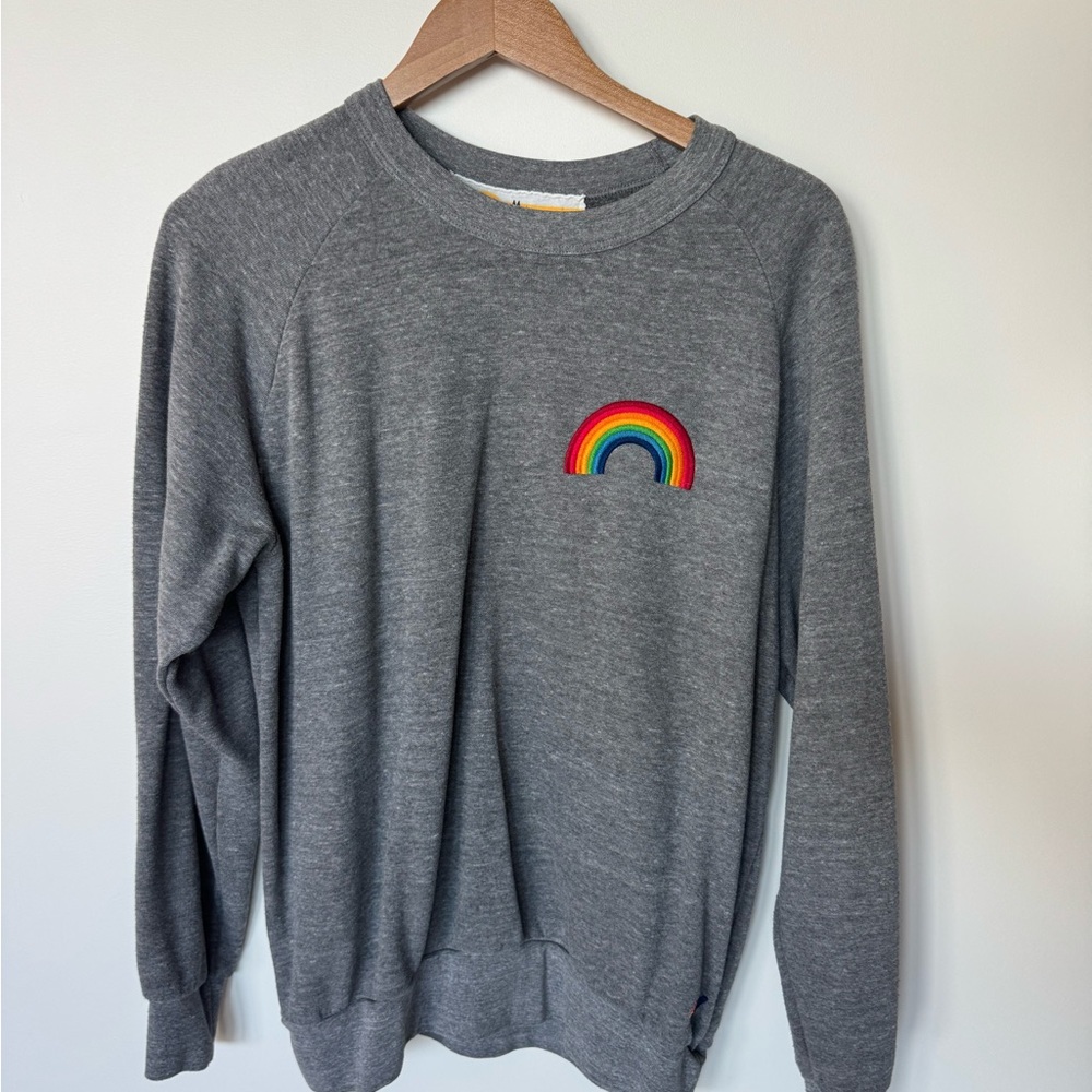 Aviator Nation Charcoal Sweatshirt with Vibrant Rainbow